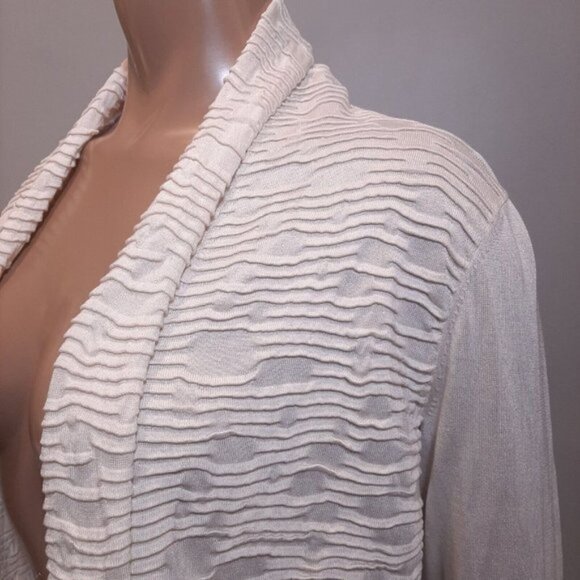 Lafayette 148 Silk Cardigan Womens Size Small Cream Open Textured Long Sleeve - Picture 4 of 11